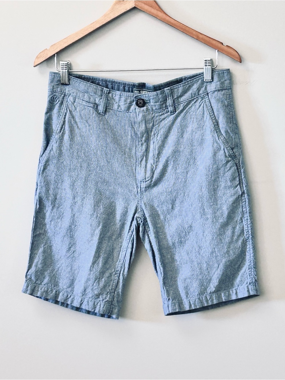 Fat Face Mawes Short Pinstriped Blue & White Linen Cotton Chino Men’s Sz 30 10”